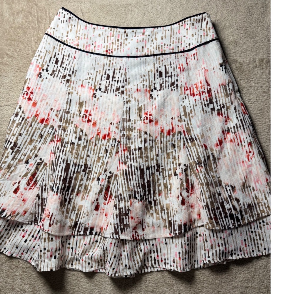 White House Black Market Abstract Geometric Tiered A-Line‎ Skirt  2 Feminine